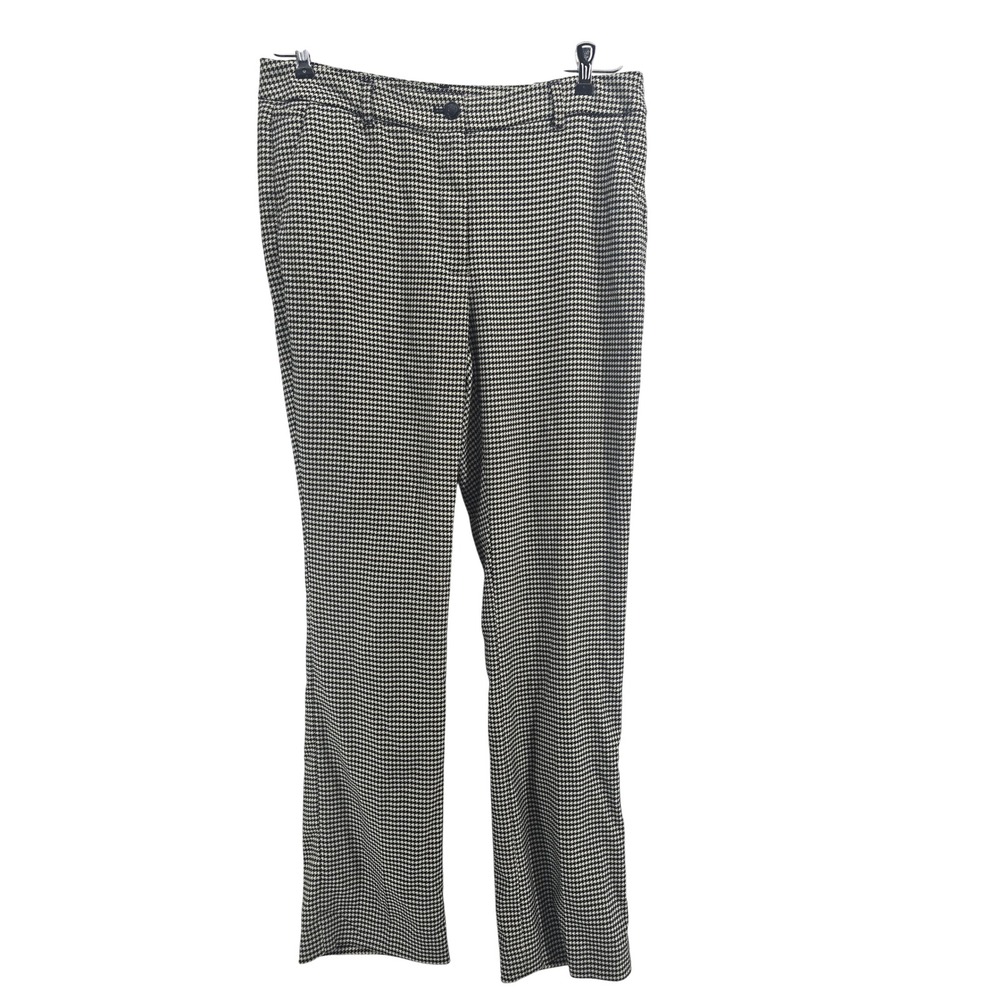 White House Black Market Pants Womens 12 The Slim Houndstooth Black White NEW